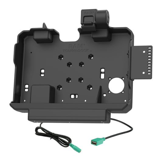 RAM Mounts power + data dock with USB-A for Getac ZX10 rugged tablet – alternative view