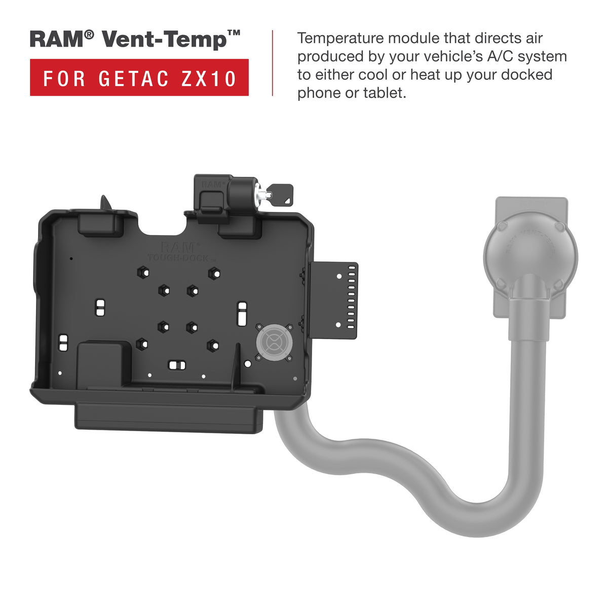 RAM Mounts key-locking Form-Fit powered dock for Getac ZX10 rugged tablet – additional product photo
