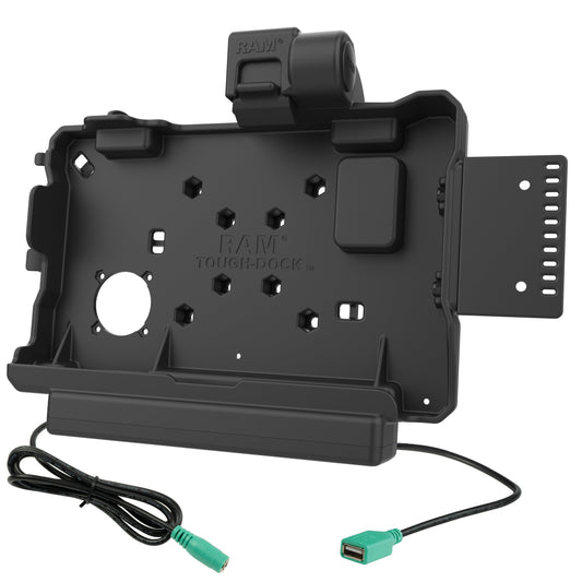 RAM Mounts power + data dock with USB-A for Getac ZX80 rugged tablet – alternative view