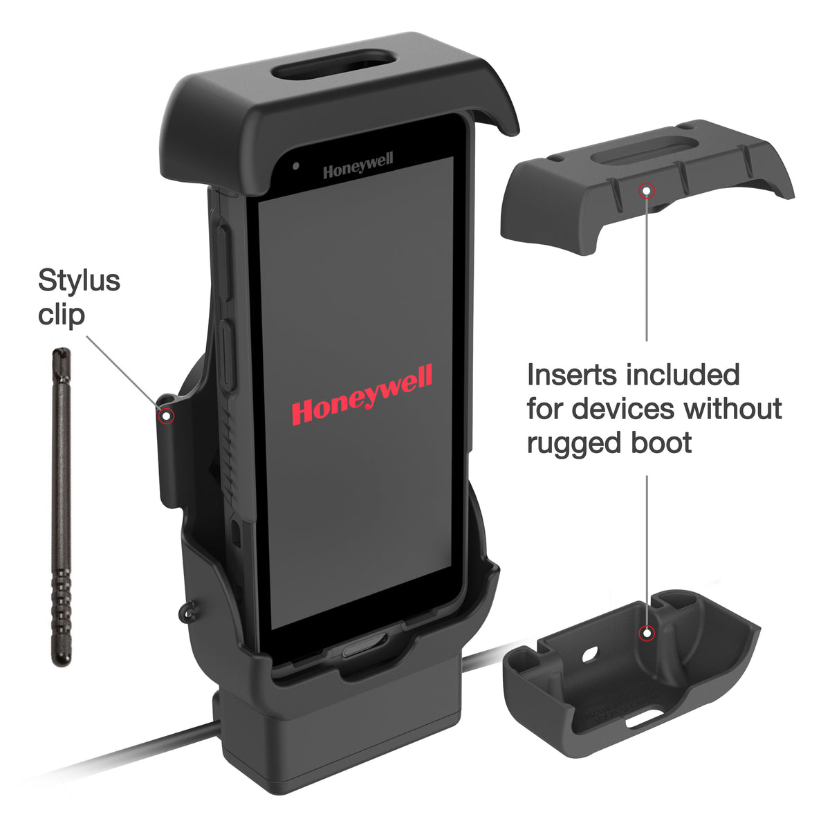 RAM Mounts key-locking powered dock + USB-a with heated pins for Honeywell CT40, CT45 and CT47 – further view