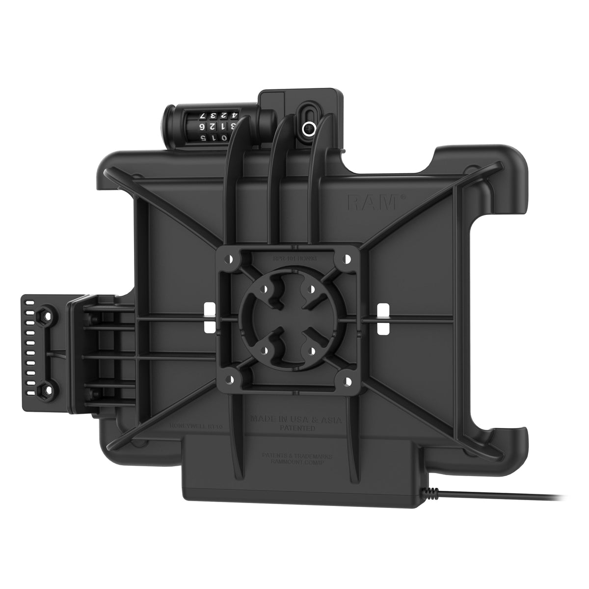 RAM Mounts combo-locking powered dock for Honeywell RT10 rugged tablet – another angle
