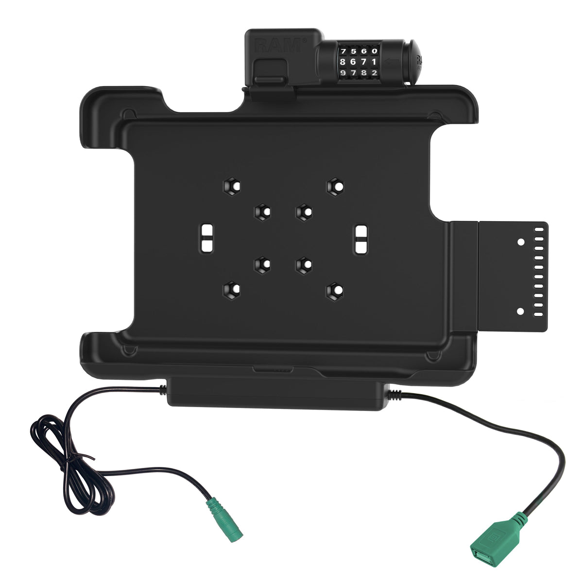 RAM Mounts combo-locking power + data dock for Honeywell RT10 rugged tablet – alternative view