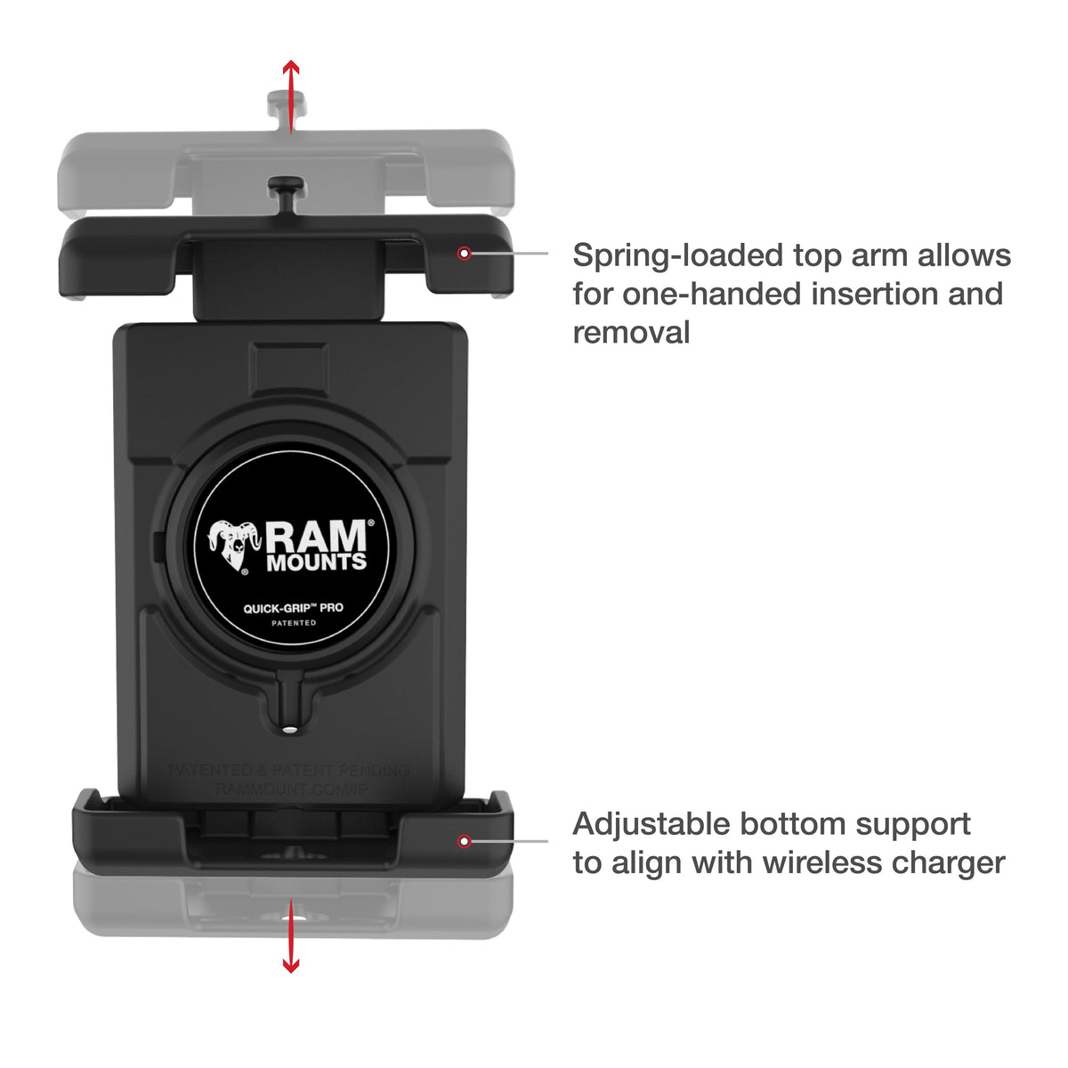RAM Mounts Quick-Grip Pro XL phone holder with B-size ball – another view