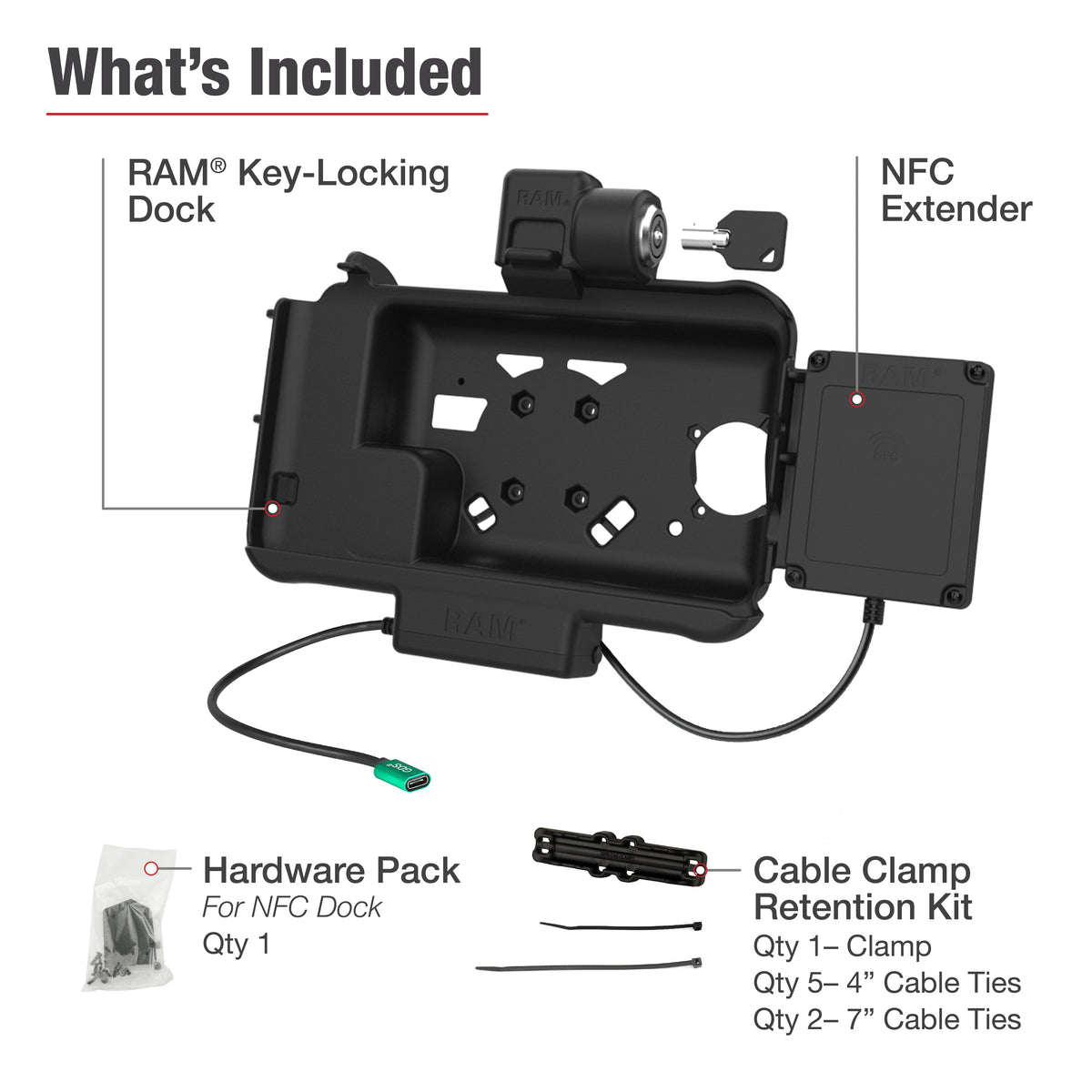 RAM Mounts Locking USB-C Powered Dock with NFC Extender for Samsung Tab Active5 and 3 – additional view