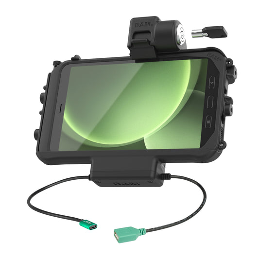 RAM Mounts Locking Thin-Dock Powered Dock + Single USB-A for Samsung Tab Active5 and 3 – product photo