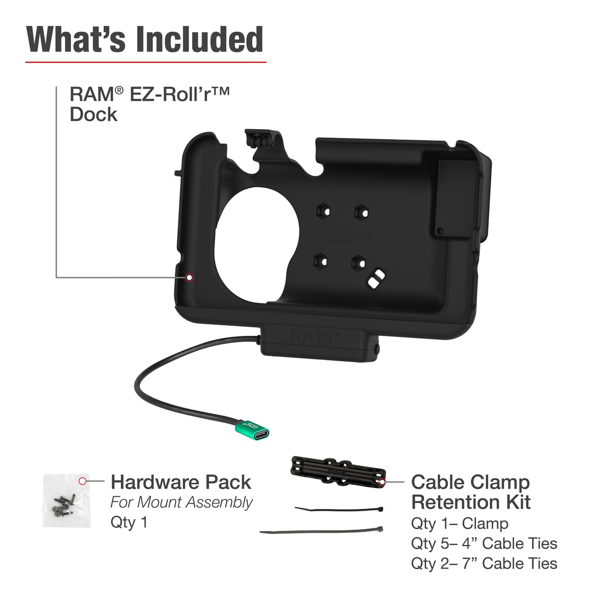 RAM Mounts EZ-Roll'r USB-C Powered Dock for Samsung Tab Active3 – another angle