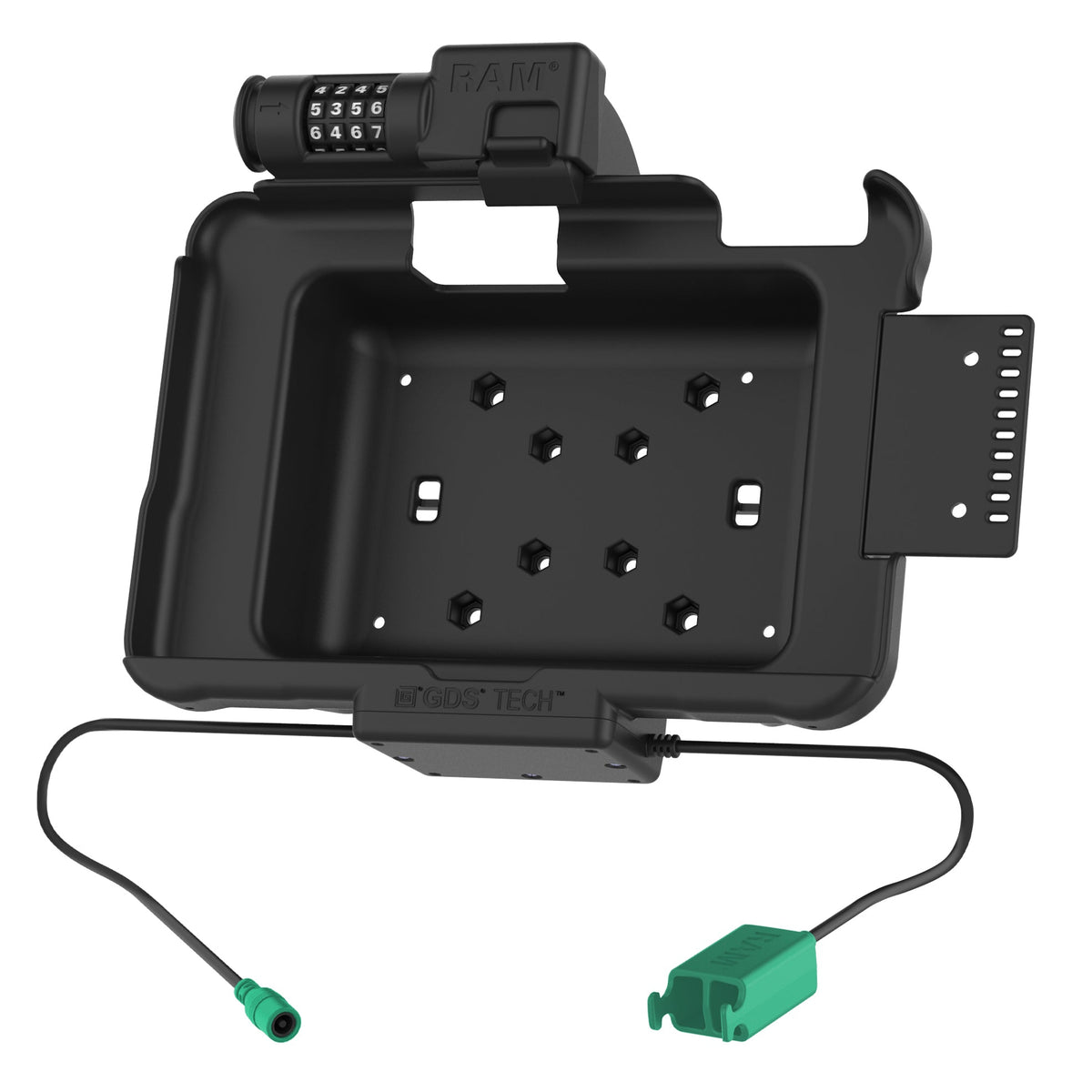 RAM Mounts combination-locking GDS power dock with dual USB-A for Zebra ET5x 8.3" and 8.4" rugged tablets – alternative view
