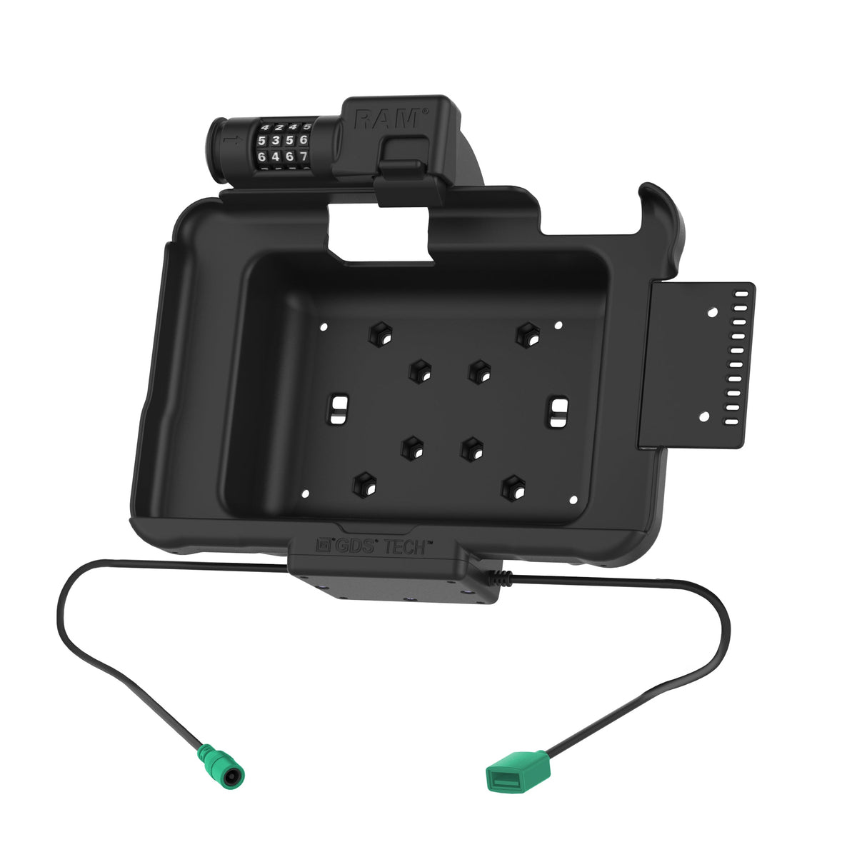 RAM Mounts combination-locking GDS power + data dock with USB-A for Zebra ET5x 8.3" and 8.4" rugged tablets – alternative view