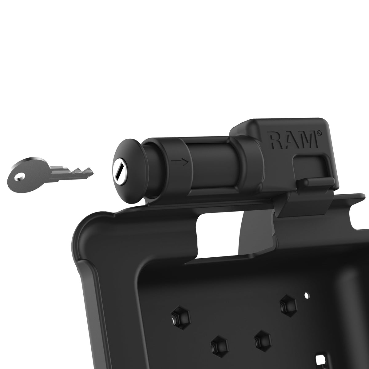RAM Mounts key-locking GDS power + data dock with USB-A for Zebra ET5x 8.3" and 8.4" rugged tablets – another angle