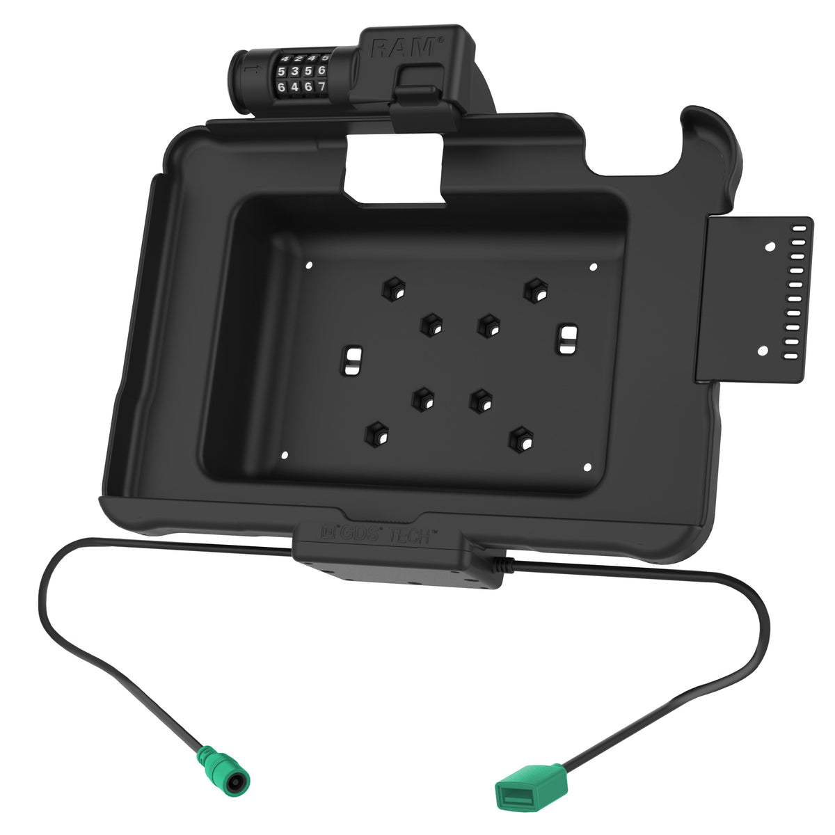 RAM Mounts combination-locking GDS power + data dock with USB-A for Zebra ET5x 10.1" rugged tablets – alternative view