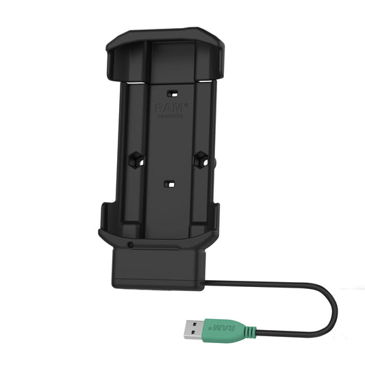 RAM Mounts spring-loaded Form-Fit powered dock with USB-A cable for Zebra TC21 and TC26 – alternative view