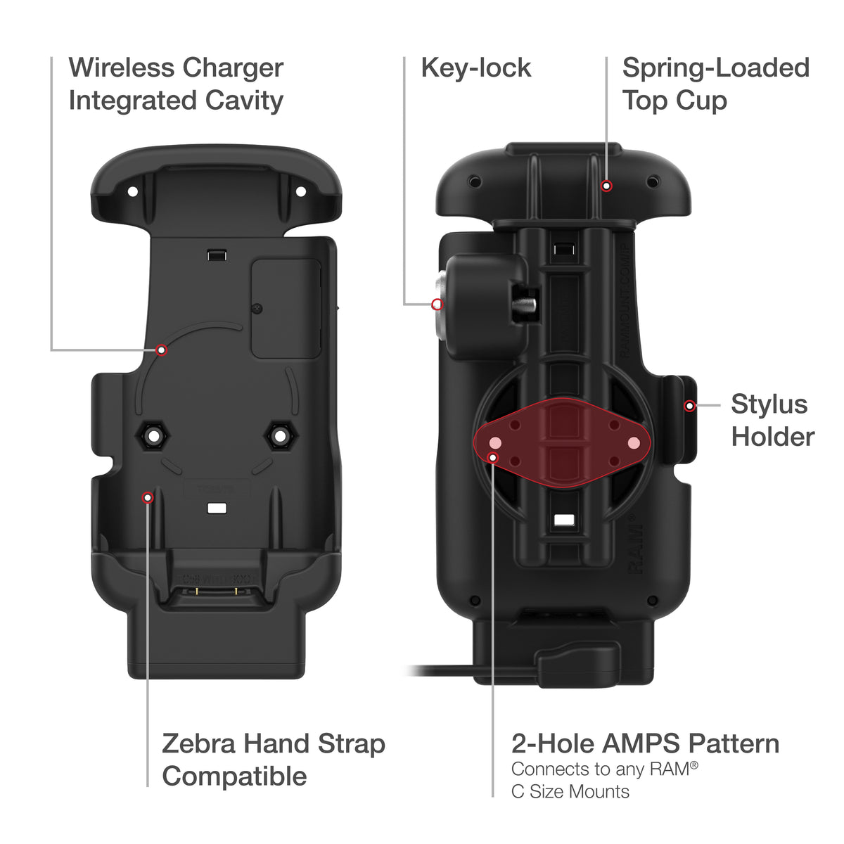 RAM Mounts key-locking Form-Fit powered dock for Zebra TC73 and TC78 – view 5