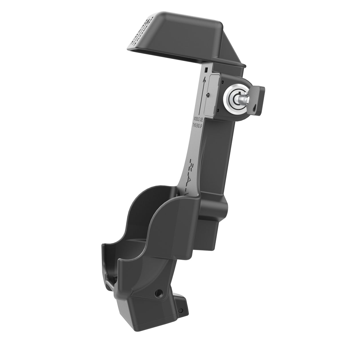 RAM Mounts key-locking Form-Fit powered dock with USB-A and heated pins for Zebra TC8300 – another angle