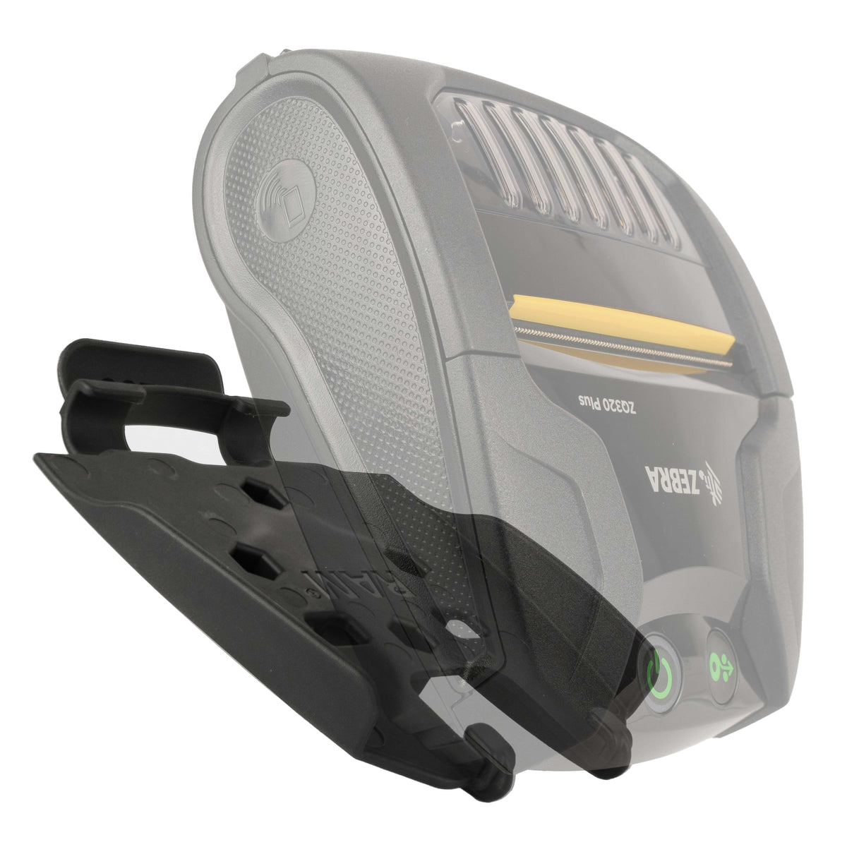 RAM Mounts quick-release printer holder for Zebra ZQ320 series – another angle