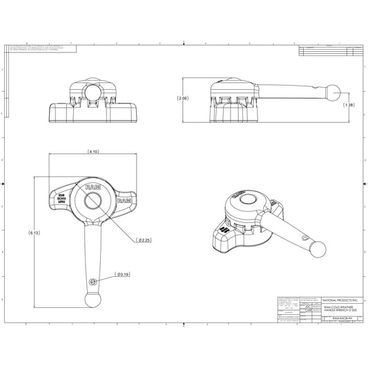 RAM Mounts Hi-Torq wrench on a D-size arm knob – alternative view