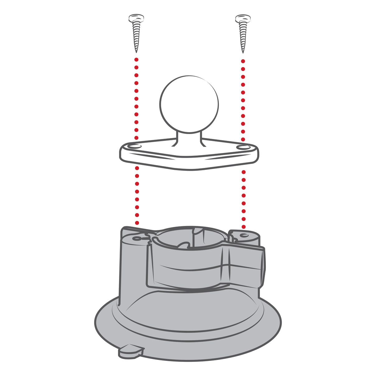RAM Mounts B-size Twist-Lock composite suction cup base with diamond ball base (RAP-B-224-1U) – another angle