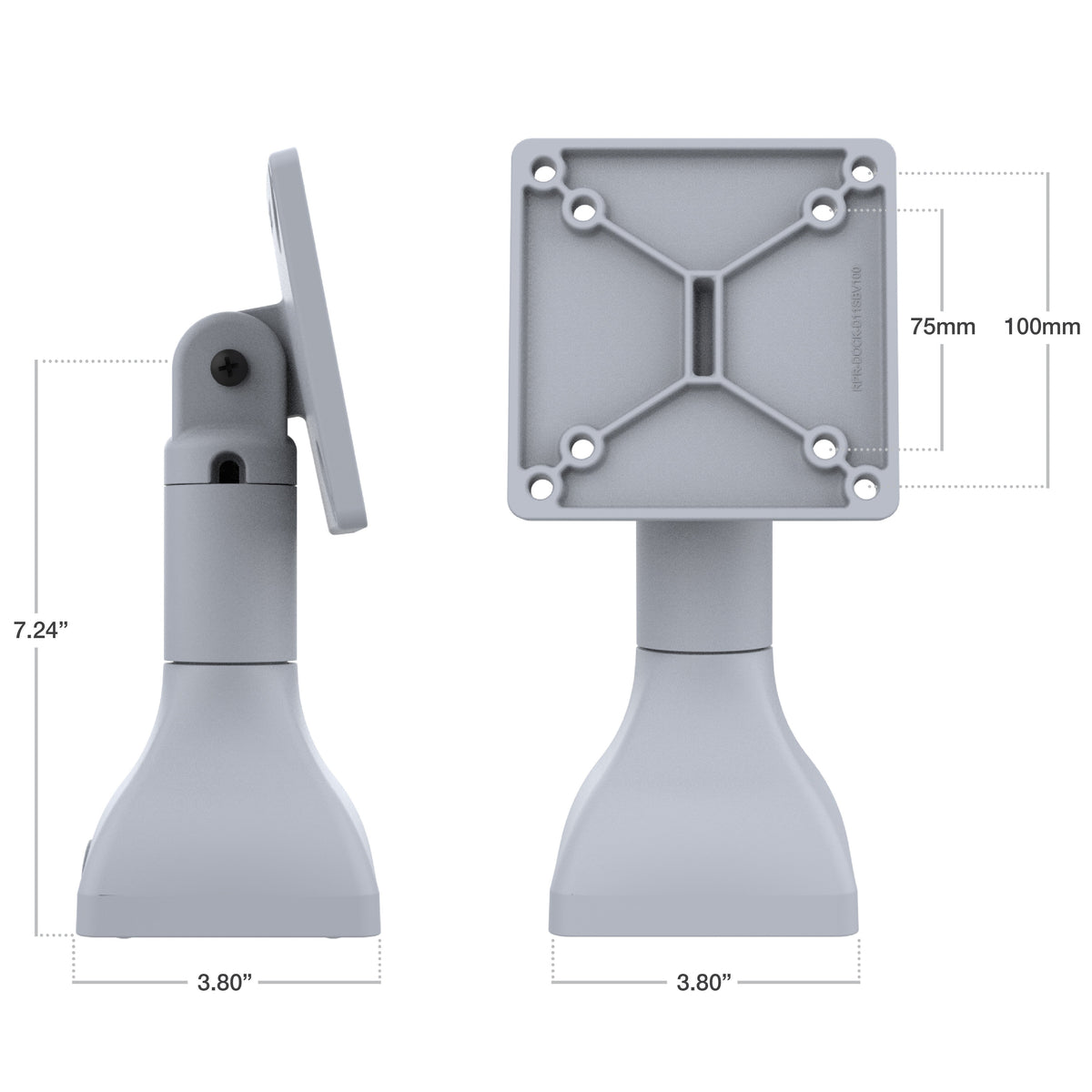 RAM Mounts 7-inch pedestal mount with 75 × 75 mm and 100 × 100 mm VESA patterns in grey – further product photo