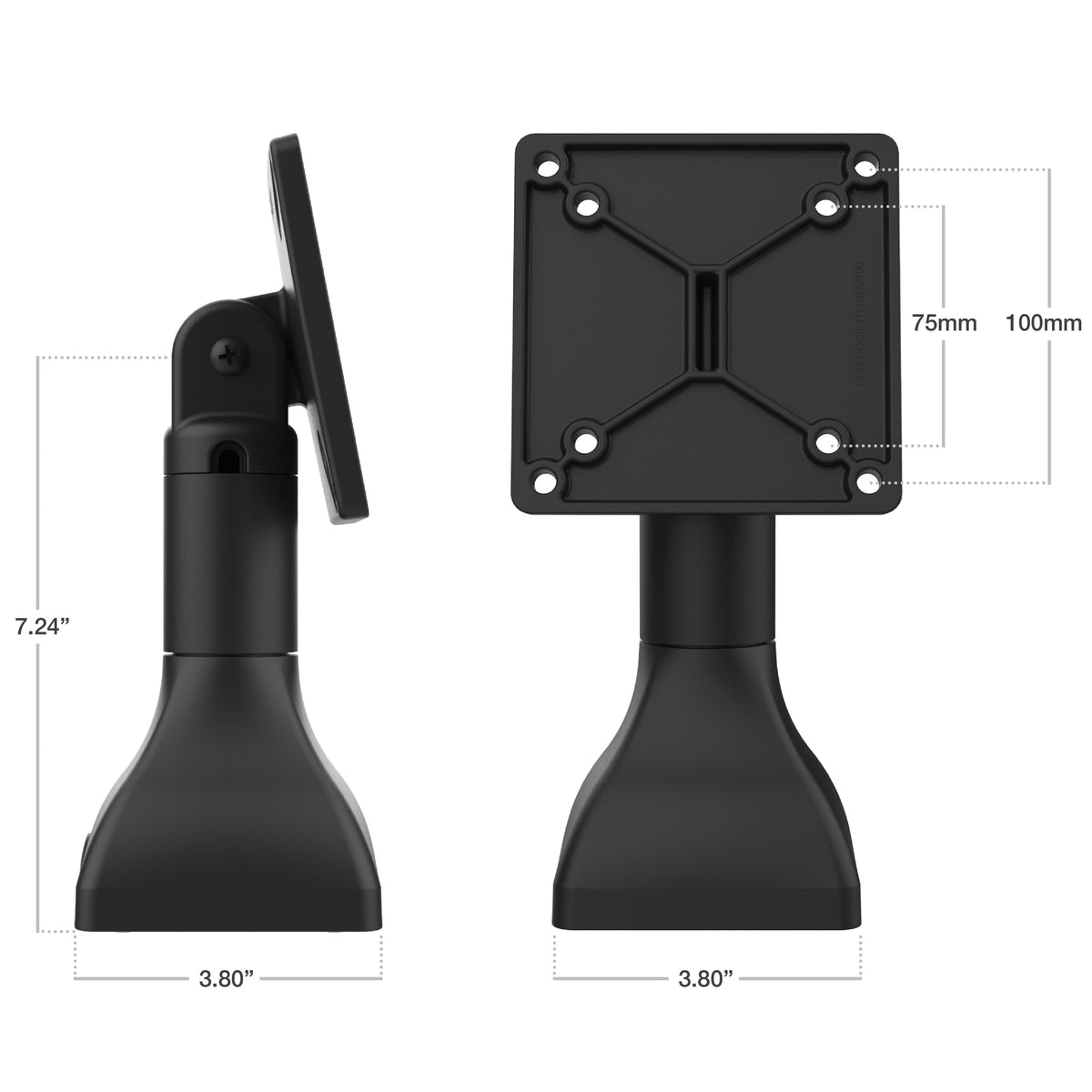 RAM Mounts 7-inch pedestal mount with 75 × 75 mm and 100 × 100 mm VESA patterns – further product photo