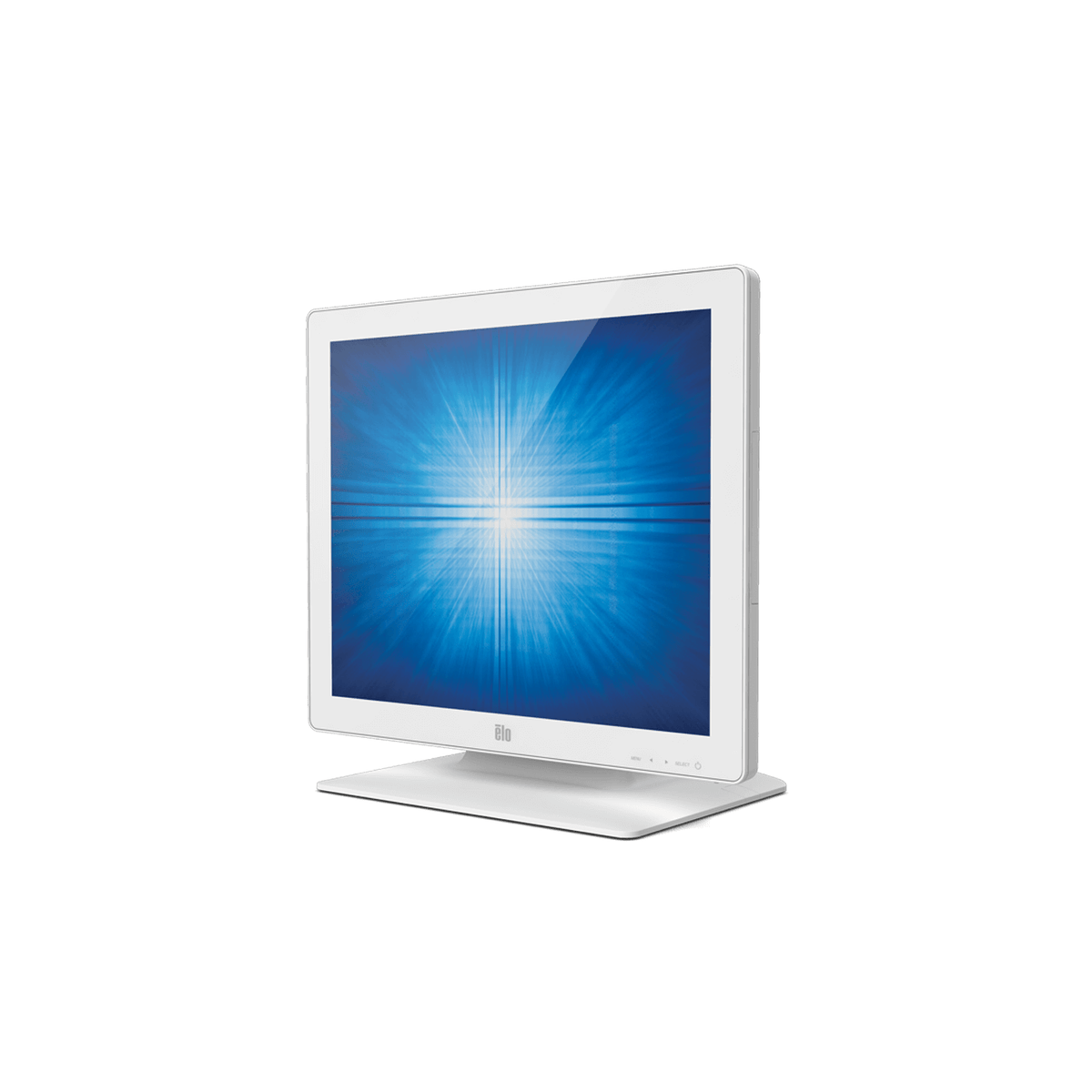 Elo 1723L white touchscreen monitor, left view