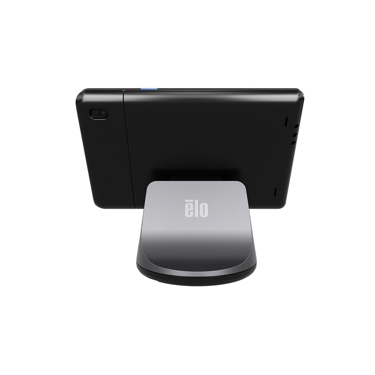 Elo Pay 10 POS terminal with stand, rear view