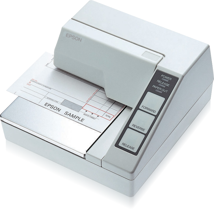 Epson TM-U295 impact dot matrix slip printer, white, serial (C31C163272) – front 3/4 view
