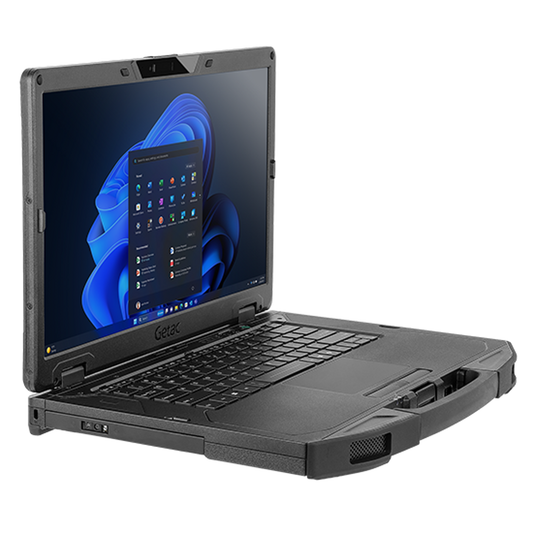 Getac S510 SU1N6CQ3SDXX left three-quarter view showing side ports and keyboard