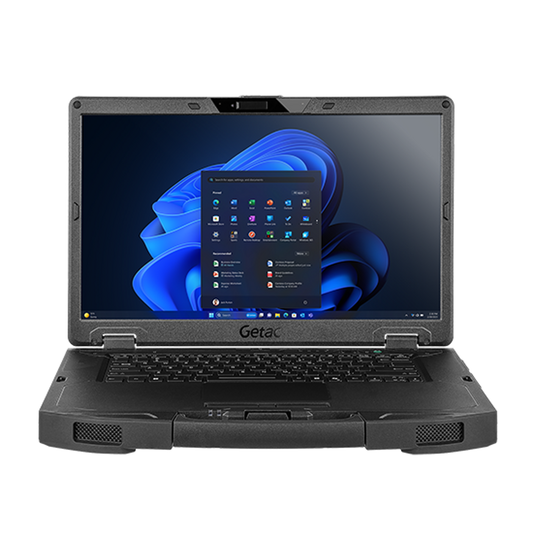 Getac S510 rugged 15.6-inch laptop SU1N6CQDSDXX (Core Ultra 5, French keyboard), front view with 15.6-inch Full HD touchscreen