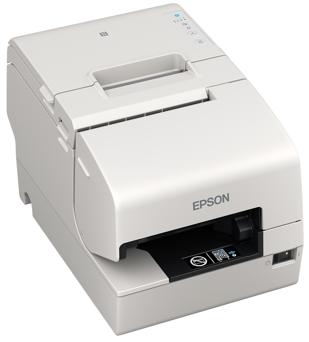 Epson TM-H6000VI hybrid multifunction POS receipt printer, white, serial (C31CL25101) – 3/4 view