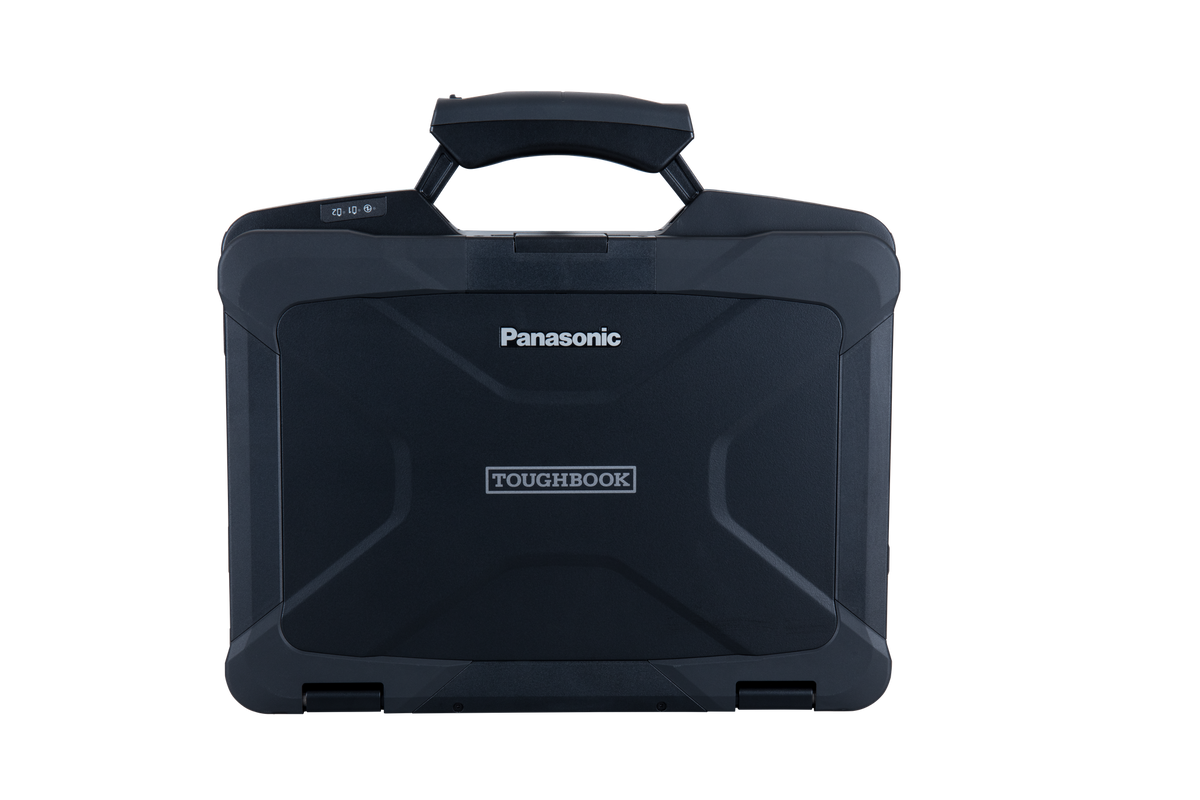 Panasonic TOUGHBOOK 40 mk2 (US keyboard) closed, IP66 magnesium-alloy rugged chassis with carry handle