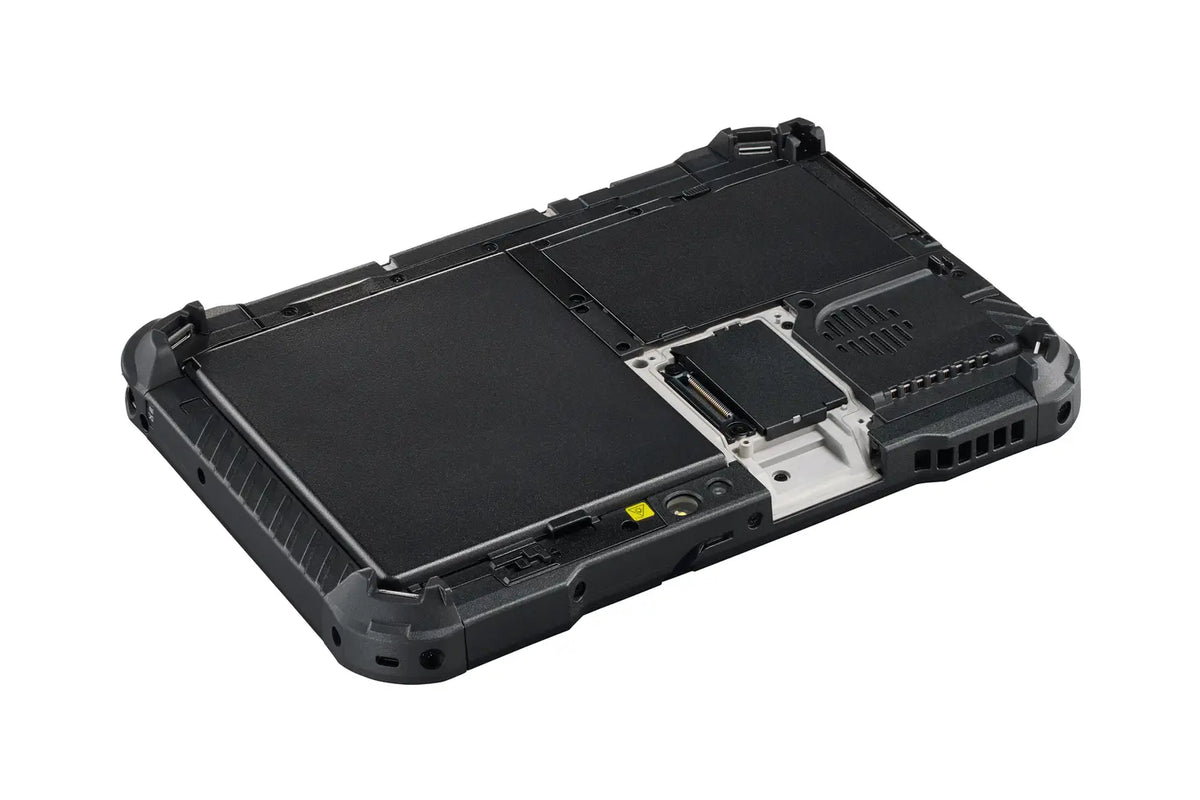 Panasonic TOUGHBOOK G2 mk3 (Wi-Fi, micro-SD reader, fingerprint reader, UK plug) rear view showing the modular expansion bay