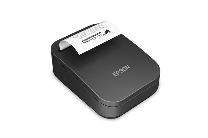 Epson TM-P80II 3-inch mobile receipt printer, Wi-Fi, USB-C, black (C31CK00111) – right 3/4 view with receipt