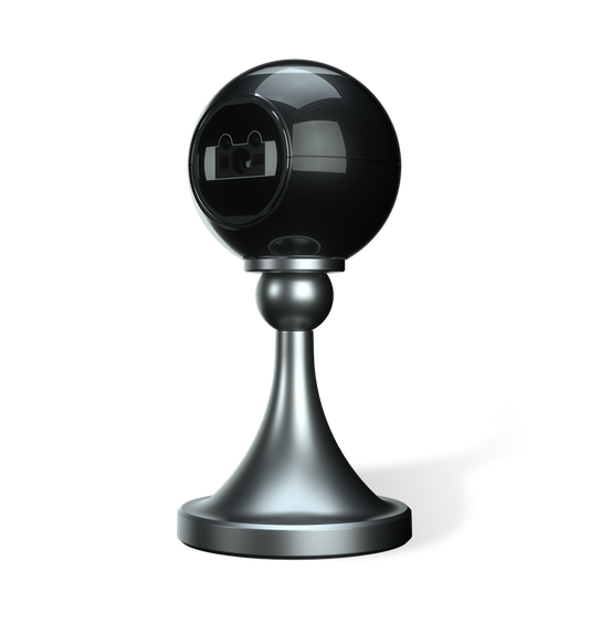 Newland FR50 Pearl presentation scanner, black, USB kit with stand (NLS-FR5080-B-20) – 3/4 view on the desktop stand