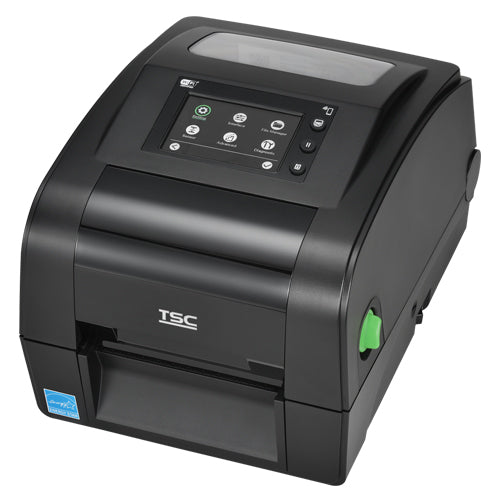TSC TH340R 4-inch desktop UHF RFID label printer, 300 dpi, touch display, Wi-Fi + Bluetooth, cutter, black (TH340R-A001-0122) – front view