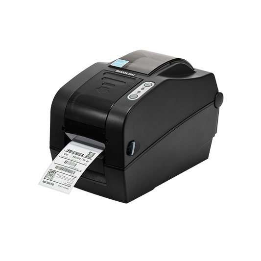 BIXOLON SLP-TX220 2-inch thermal transfer desktop label printer, dark grey (SLP-TX220G) – angled view