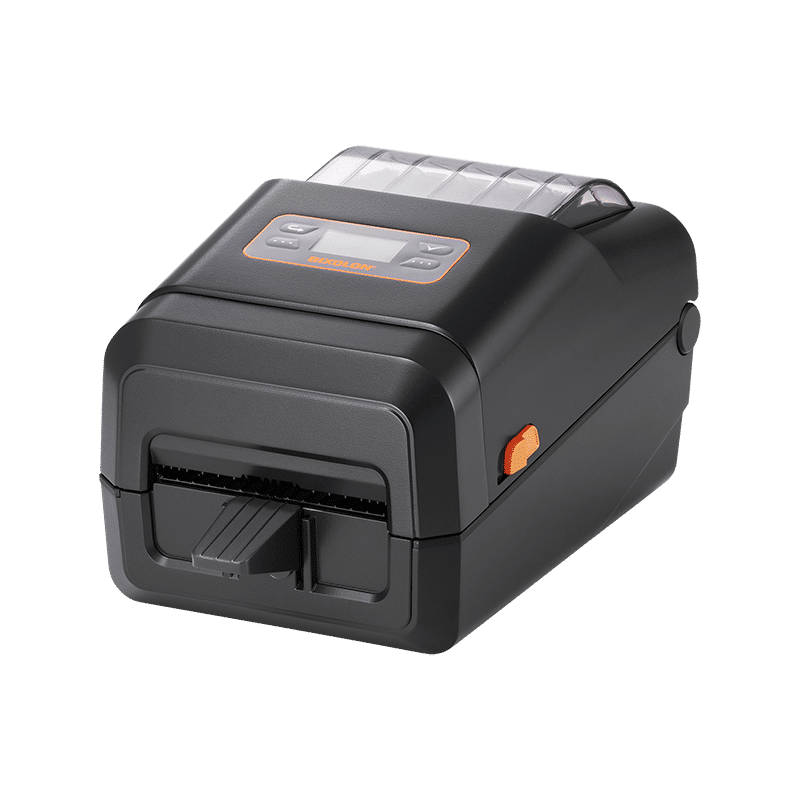 BIXOLON XL5-40CT linerless desktop label printer with LCD and auto cutter, 203 dpi, USB, RS-232, Ethernet, dark grey (XL5-40CTOEG/BEG) – front view