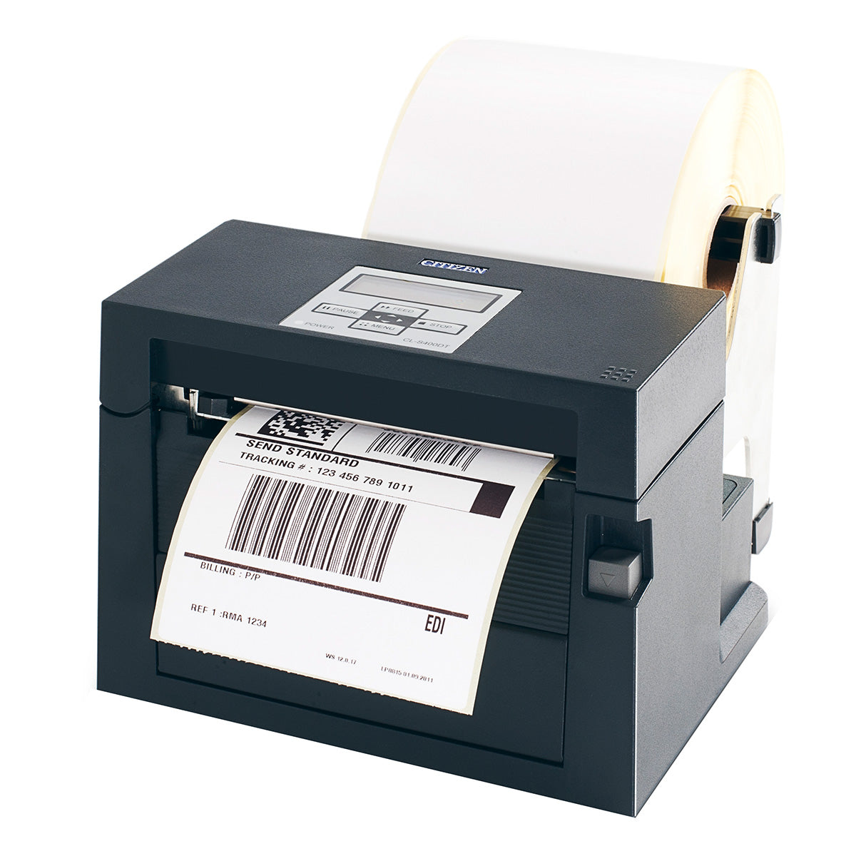 Citizen CL-S400DT 4-inch direct thermal label and ticket printer, 203 dpi, USB + RS-232, black (1000835) – printing a label