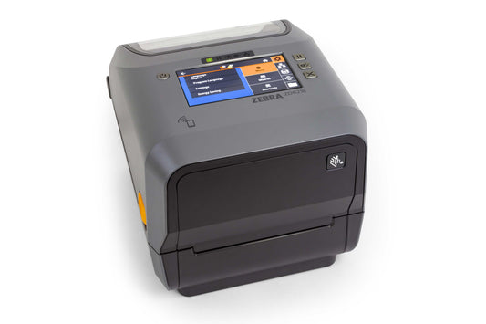 Zebra ZD621R 4-inch thermal transfer UHF RFID desktop label printer, grey, colour touch display, 203 dpi, tear-off, Ethernet + Wi-Fi 6 + Bluetooth 5.3 (ZD6A142-30ERR2EZ) – right view