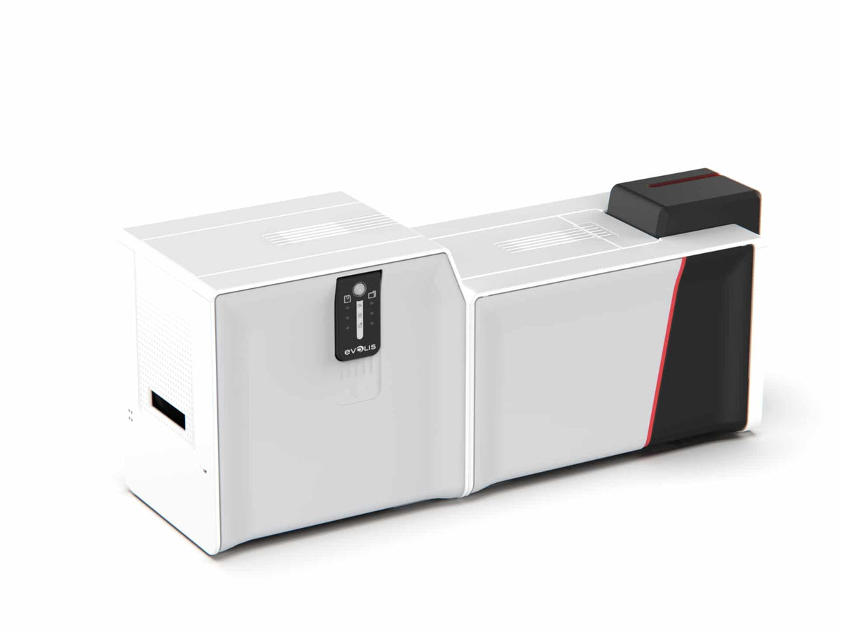 Evolis Card Lamination Module (CLM) for Primacy 2 plastic card printer, LED panel, patch and varnish lamination (S10212) – docked to a Primacy 2 printer