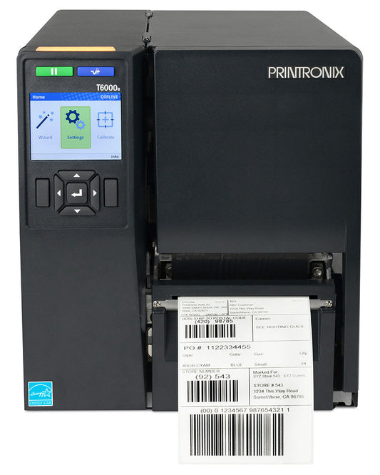 Printronix Auto ID T6204e RFID industrial label printer, 4-inch, UHF RFID, tear-off, 203 dpi, thermal transfer (T6E2R4-2100-02) – front view
