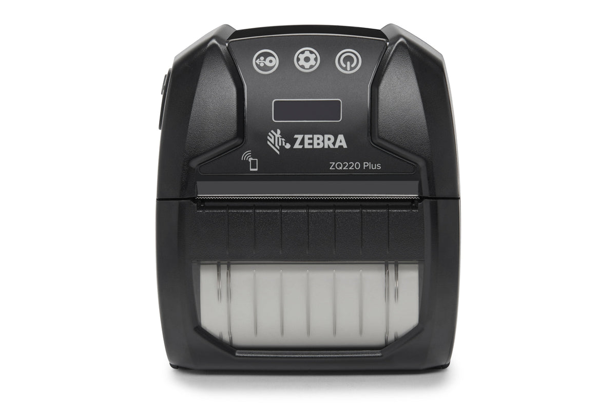 Zebra ZQ220 Plus mobile receipt printer, black, Bluetooth (ZQ22-B16B1KE-00) – front view