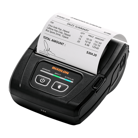 Bixolon SPP-C300 3-inch compact mobile receipt printer, Bluetooth (iOS), black (SPP-C300IK/BEG) – printing a receipt