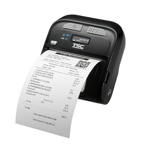 TSC TDM-30 3-inch mobile receipt and label printer, Bluetooth, black (99-083A401-0012) – printing a receipt
