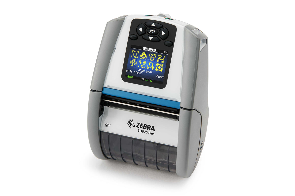 Zebra ZQ620 Plus Healthcare mobile receipt and label printer, white, Wi-Fi + Bluetooth (ZQ62-HUWAE00-00) – 3/4 view