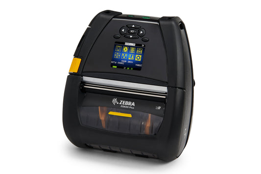 Zebra ZQ630 Plus mobile receipt and label printer, black, Wi-Fi + Bluetooth, linerless (ZQ63-AUW2E14-00) – 3/4 view
