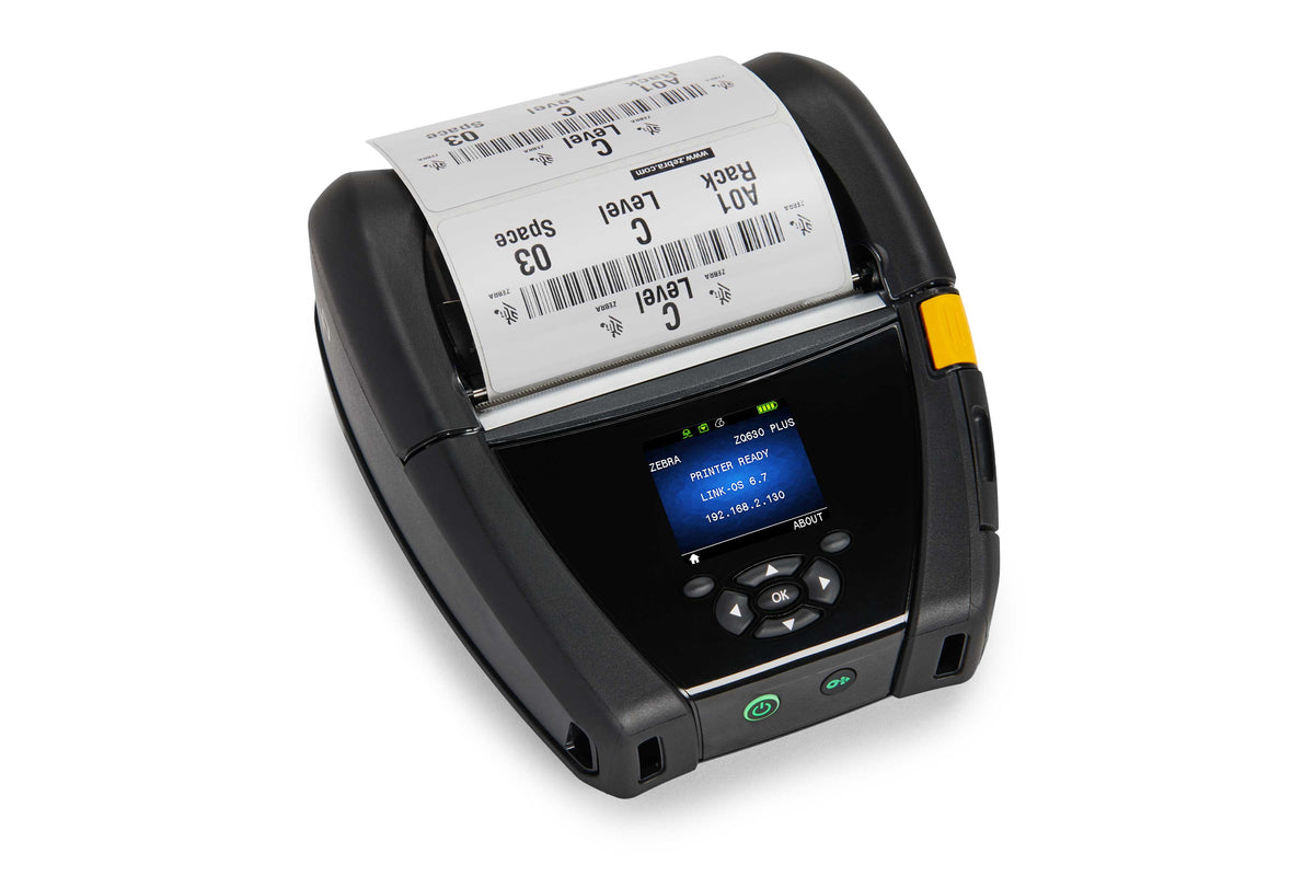 Zebra ZQ630 Plus mobile receipt and label printer, black, Bluetooth (ZQ63-AUFAE14-00) – printing a label