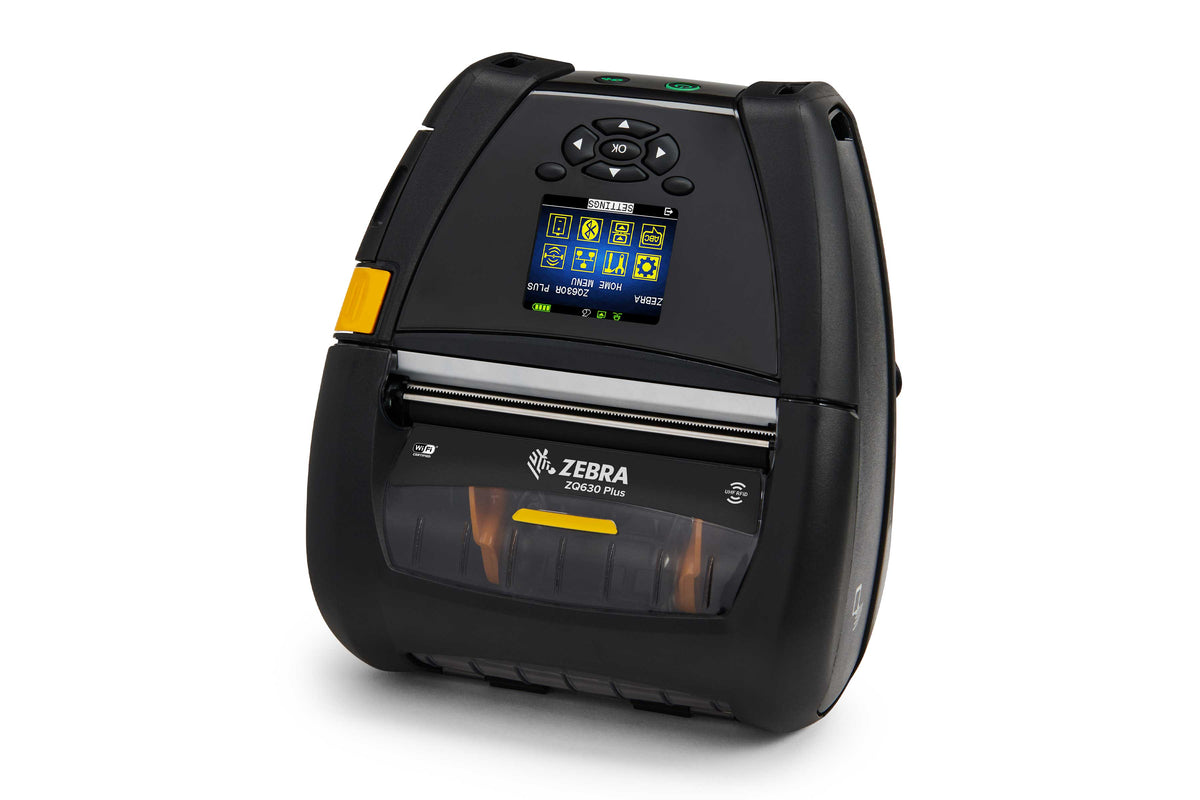 Zebra ZQ630 Plus RFID mobile receipt and label printer, black, Wi-Fi 6 + Bluetooth (ZQ63-RUXAE16-00) – 3/4 view