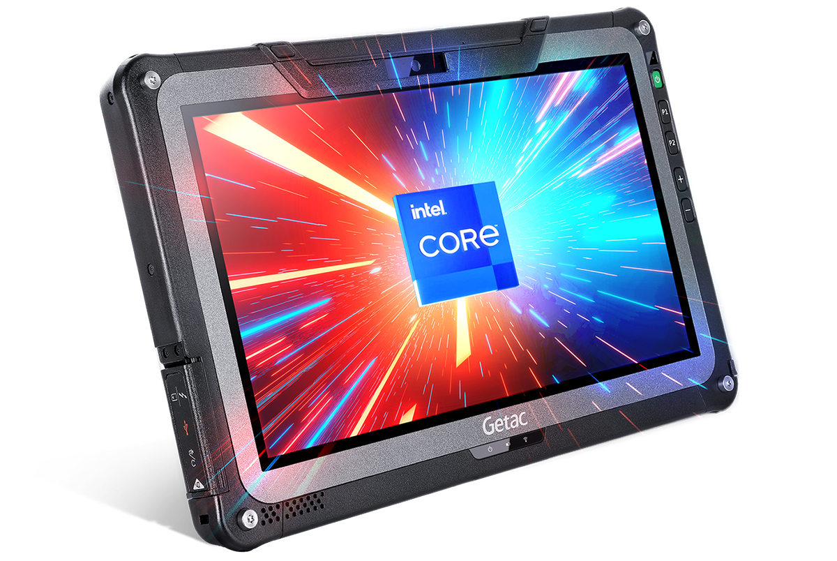 Getac F110 G7 rugged 11.6-inch tablet (FT6164JI1MXX) – angled front view