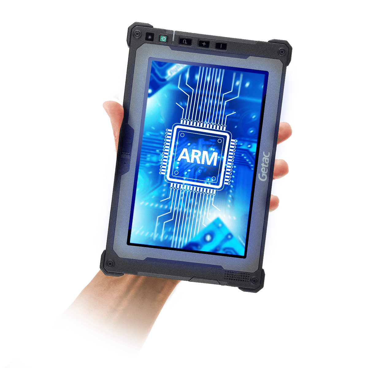 Getac ZX80W 8" rugged Windows tablet, hot-swappable battery (Z8A7WXGI27XX) – held in hand