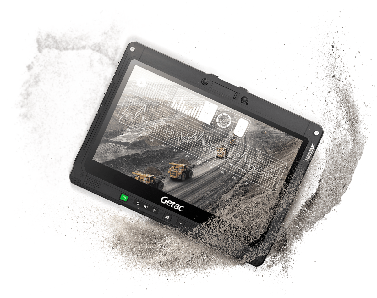 Getac K120 G3 12.5" rugged 2-in-1 tablet, high-capacity batteries (KTA264W8XKXX) – angled front view