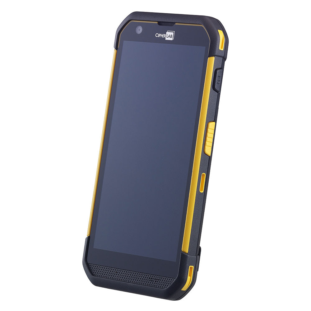 CipherLab RS36 Android touch mobile computer, Wi-Fi + 4G LTE, 2D imager (SE4770) (AS36E4RF4NSG1) – angled front view